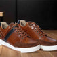 Tan & Navy leather Lace-up Sneakers for Men