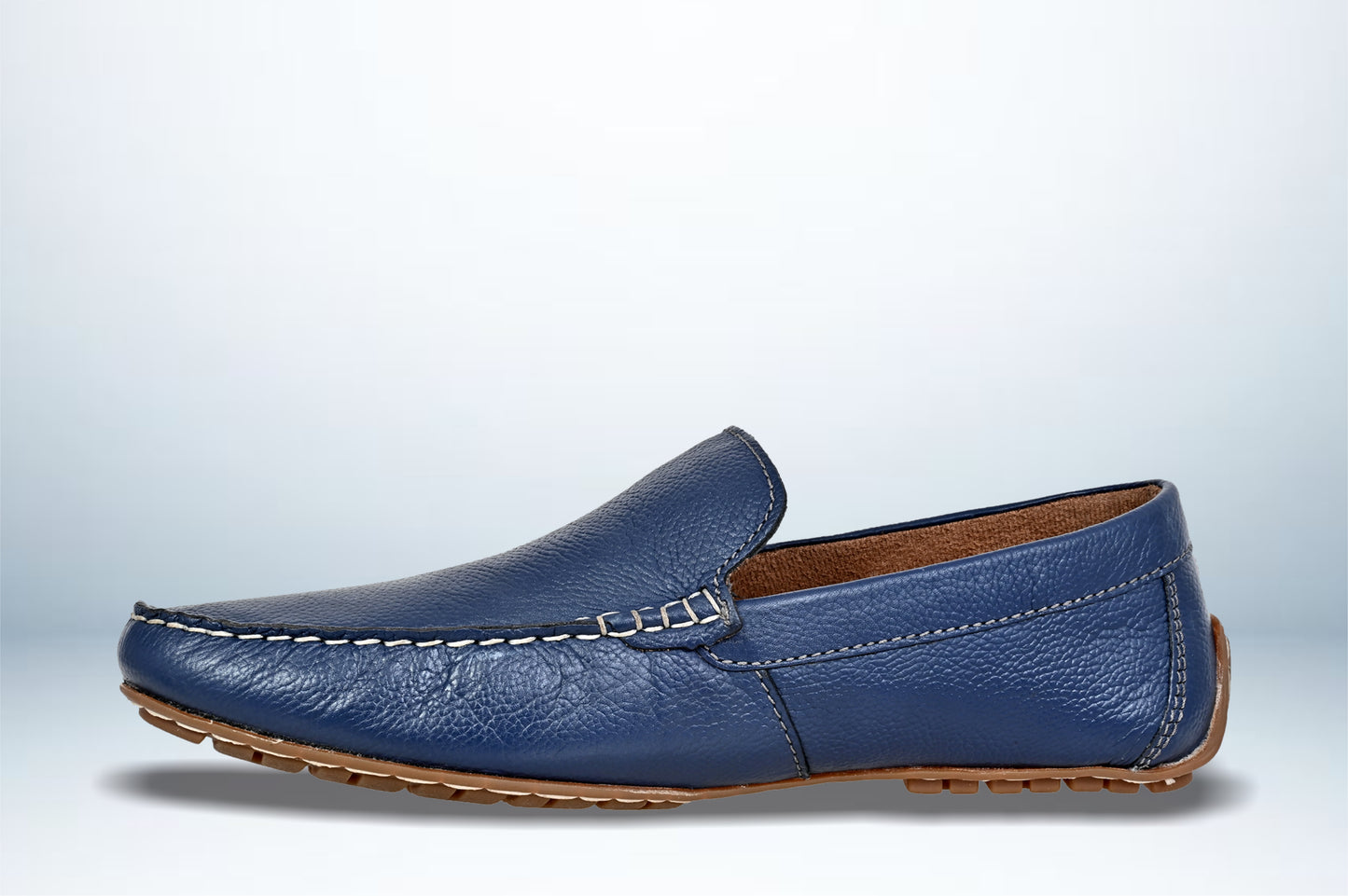 Light Blue Leather Men Lightweight Penny Driving Shoes