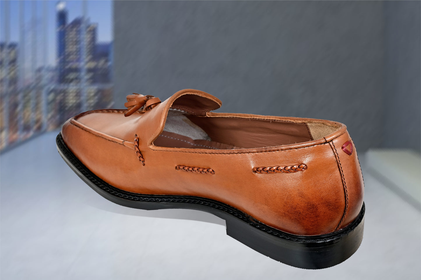 Tan Leather Men Tassel Formal Loafers