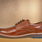 Tan Leather Men Textured Formal Derby Shoes