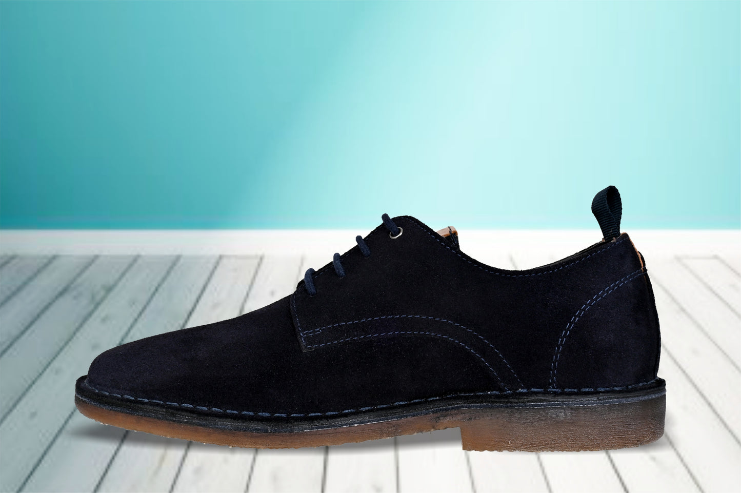 Navy Suede Men's Formal Lace-Up Shoes with Memory Foam Comfort