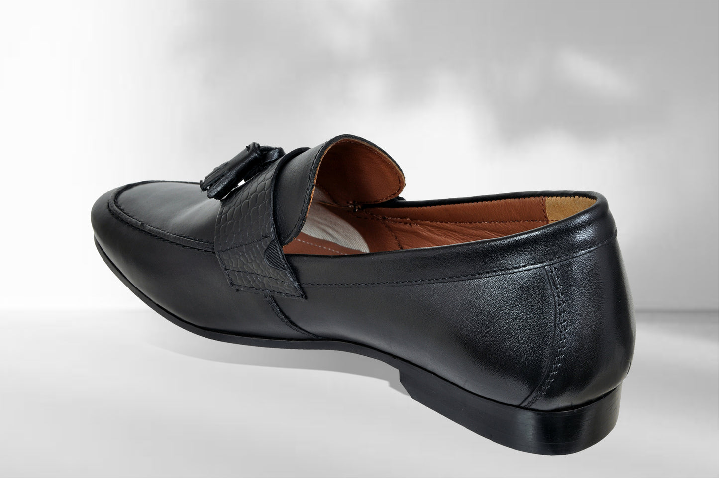 Black Leather Formal Tassel Loafers