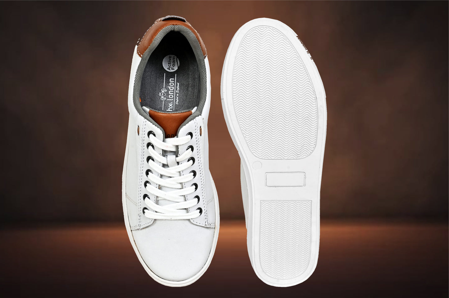 White Genuine Leather Formal Lace-Up Sneakers For Men