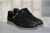 Black Leather Men Round Toe Lightweight Nubuck Sneaker