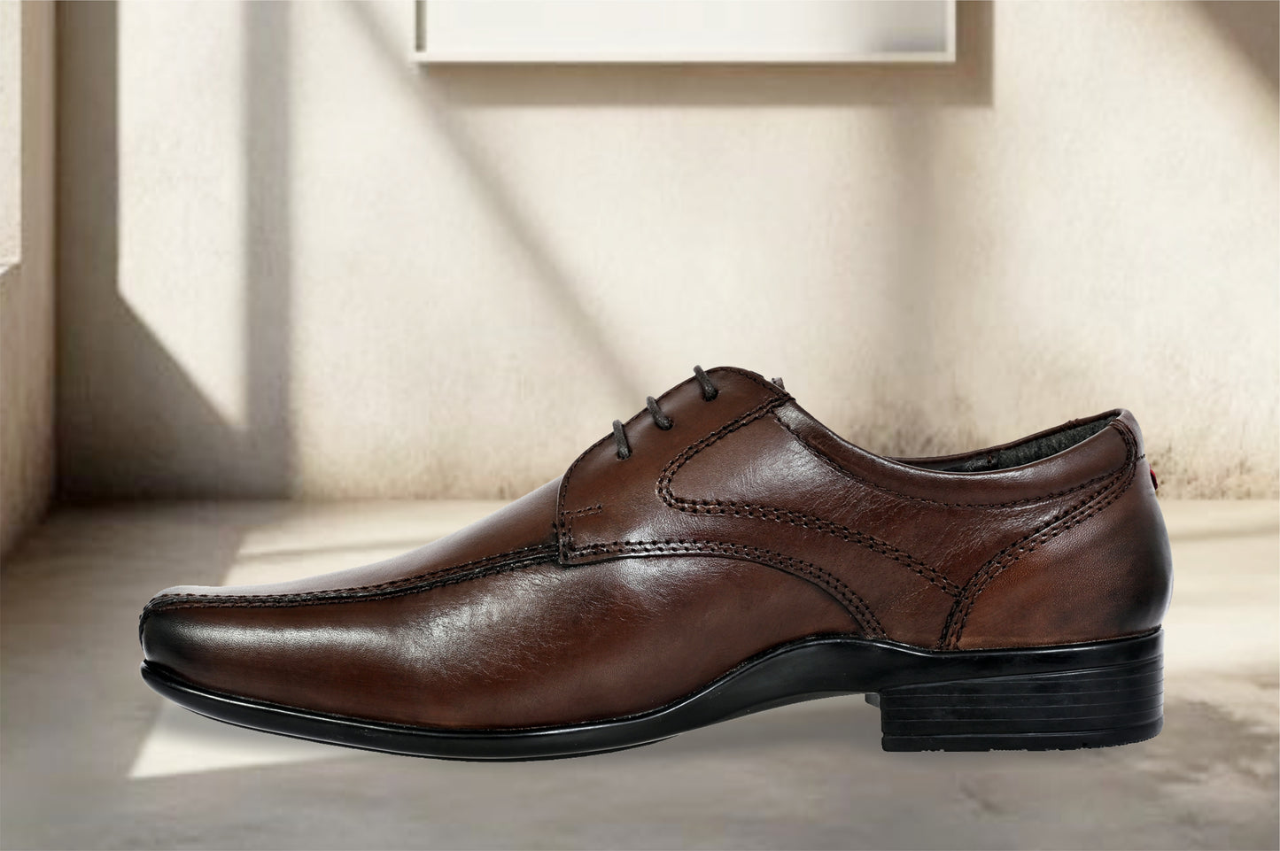 Brown Leather Formal Lace-Up Shoes For Men