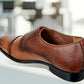 Tan Textured Leather Double Strap Formal Monk Shoes