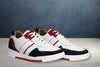 White & Blue leather Lace-up Sneakers for Men