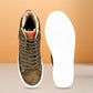 Olive Genuine Suede Leather Ankle Sneakers for Men