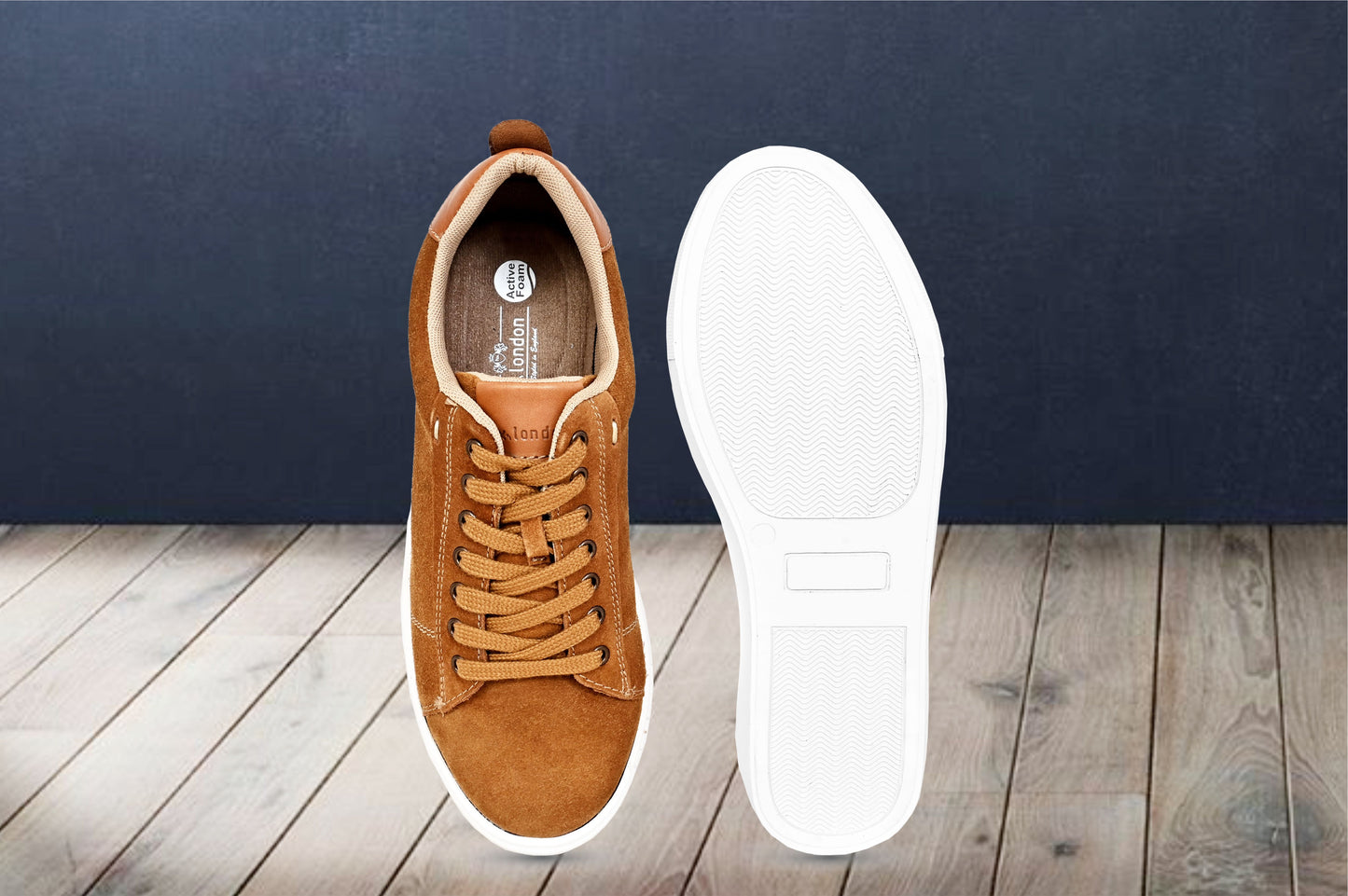 Camel Genuine Suede Leather Formal Lace-Up Sneakers For Men