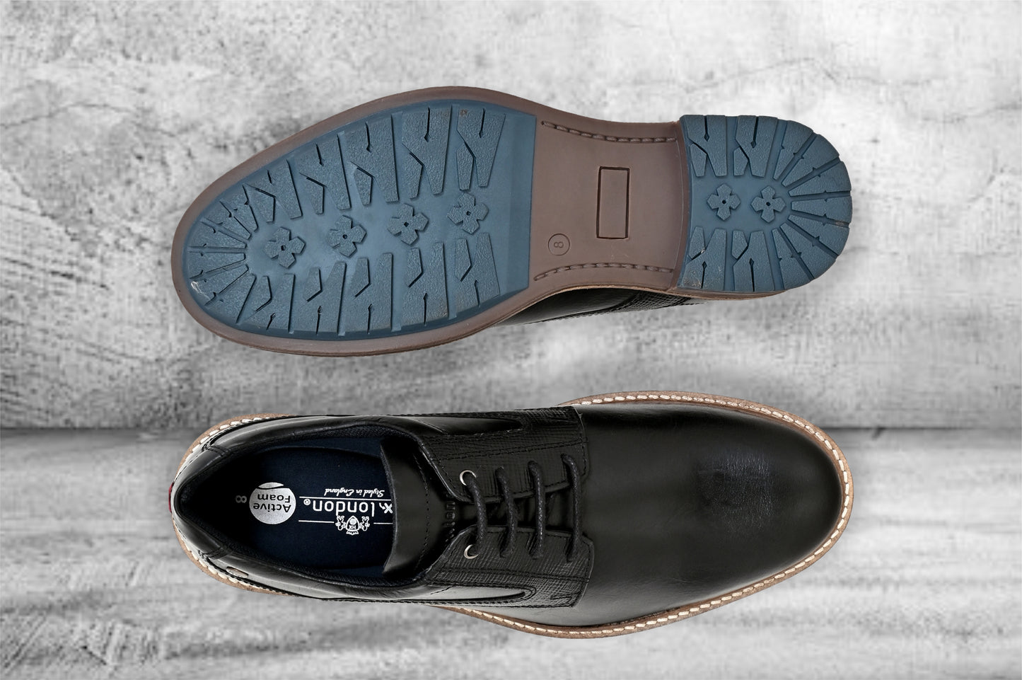 Black Leather Textured Formal Derby Shoes