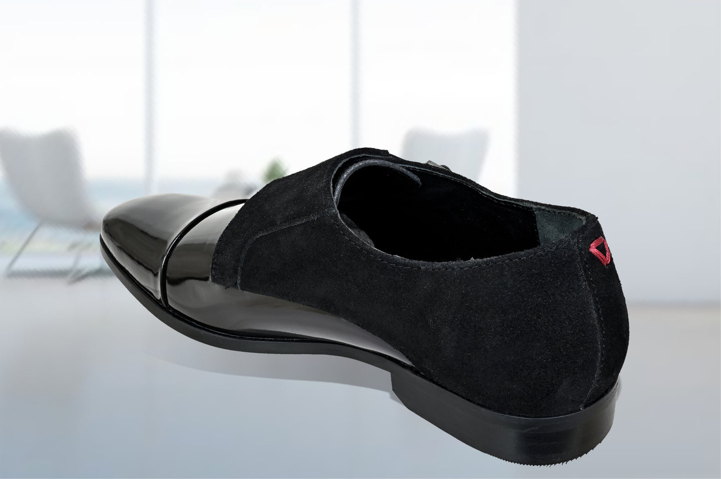 Black Patent Leather Double Strap Formal Monk Shoes