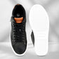 Black Genuine Leather Ankle Sneakers for Men