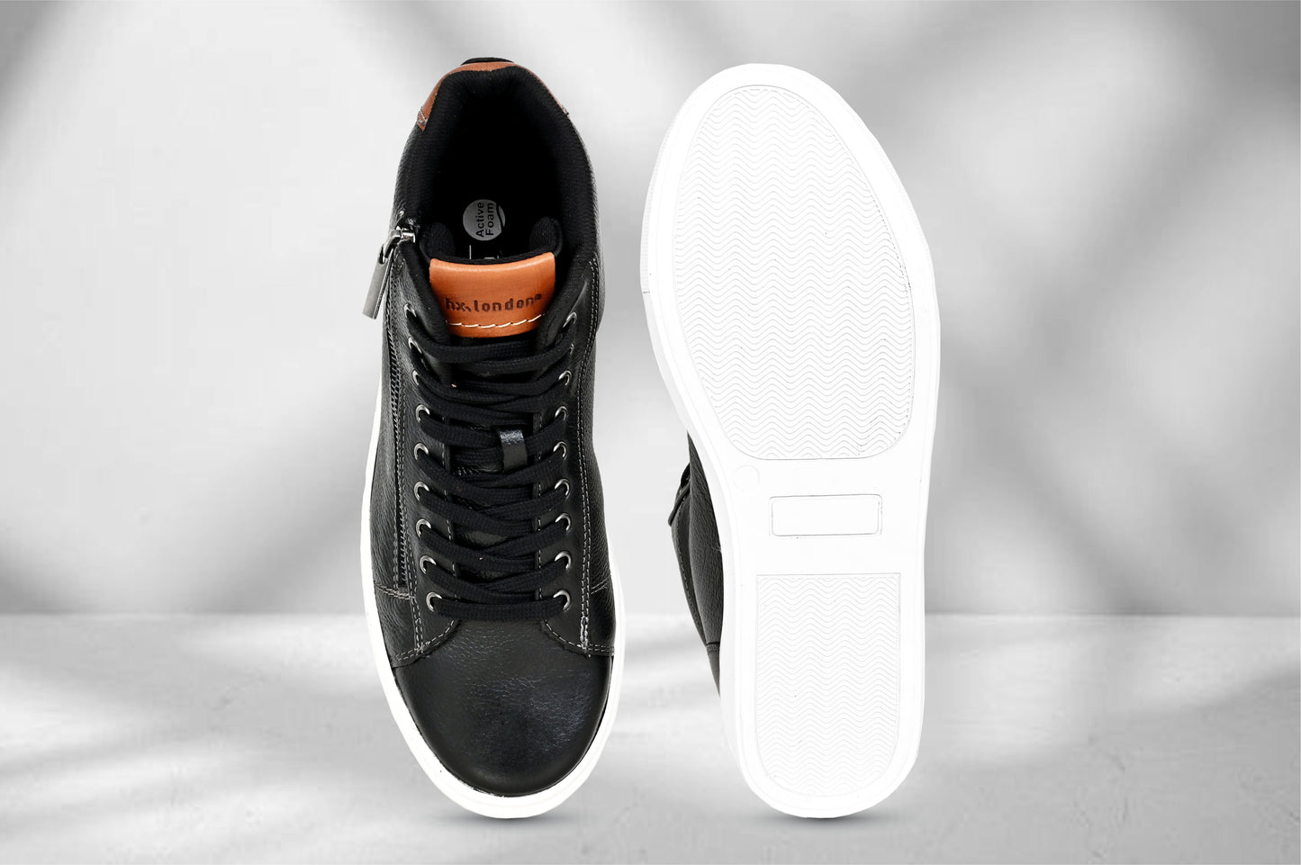Black Genuine Leather Ankle Sneakers for Men