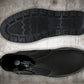 Black Leather Round Toe Mid Top Chelsea Boots