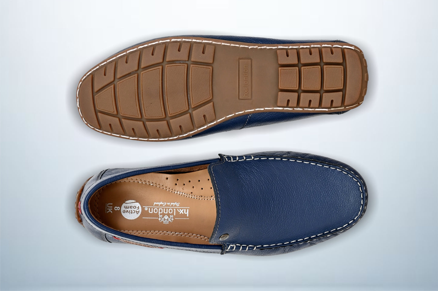 Light Blue Leather Men Lightweight Penny Driving Shoes