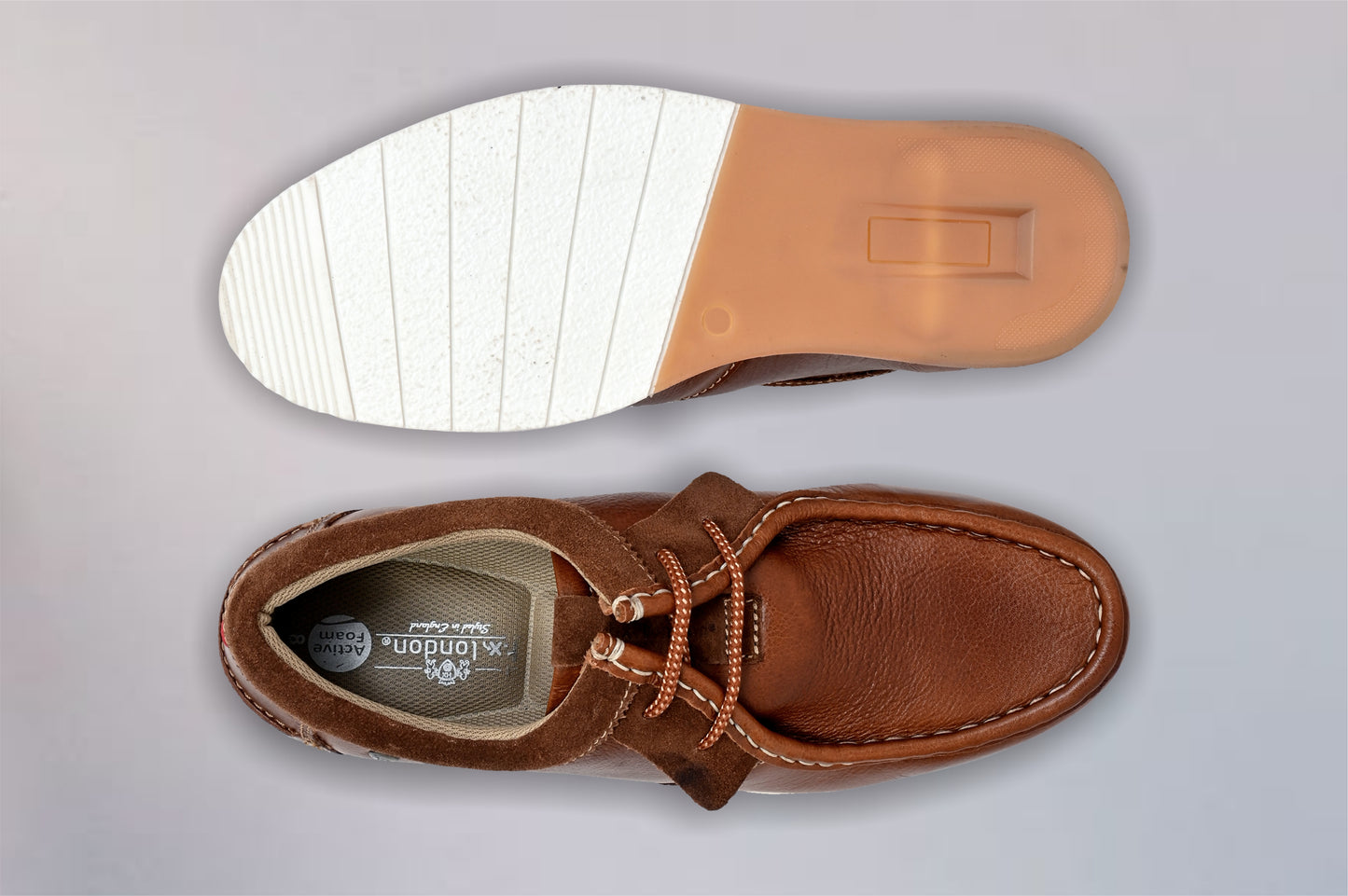 Tan Leather Formal Lace-Up Shoes For Men