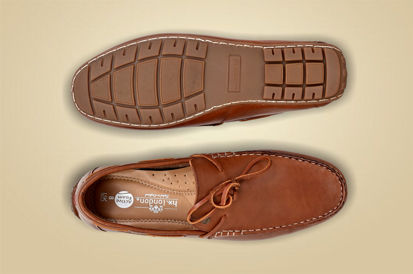 Tan Leather Lightweight Driving Shoes With Bows