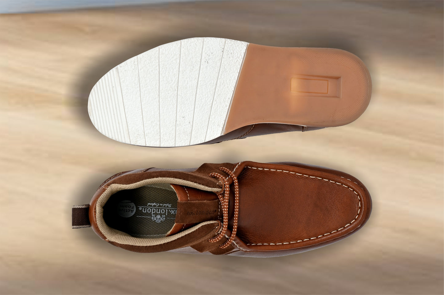 Tan Leather Formal Lace-Up Chuckka Boots For Men