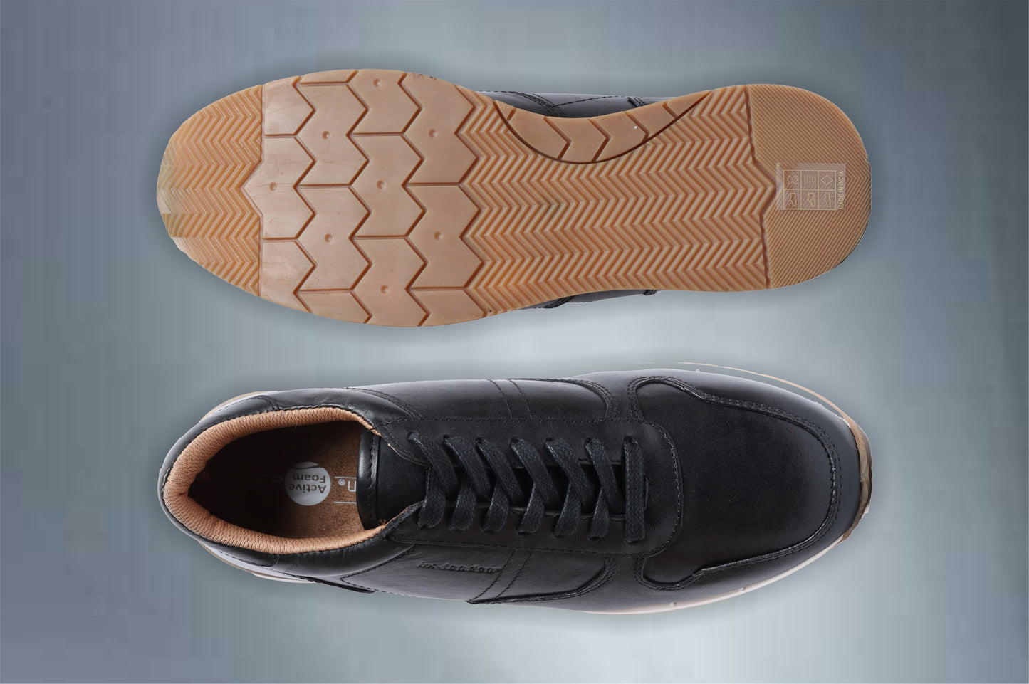 Black leather Lace-up Sneakers for Men