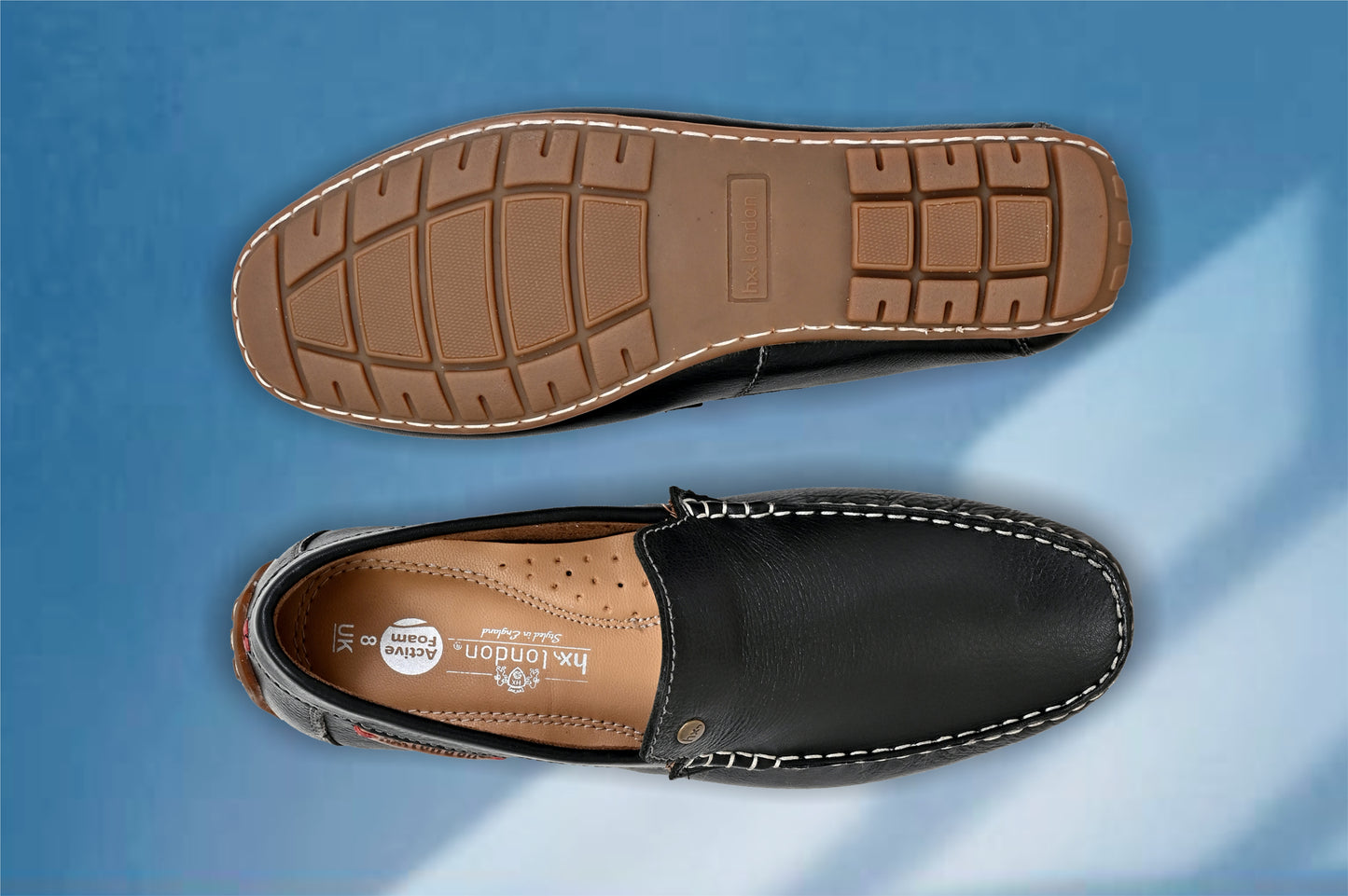 Black Leather Lightweight Penny Driving Shoes