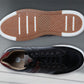 Black & Red leather Lace-up Sneakers for Men