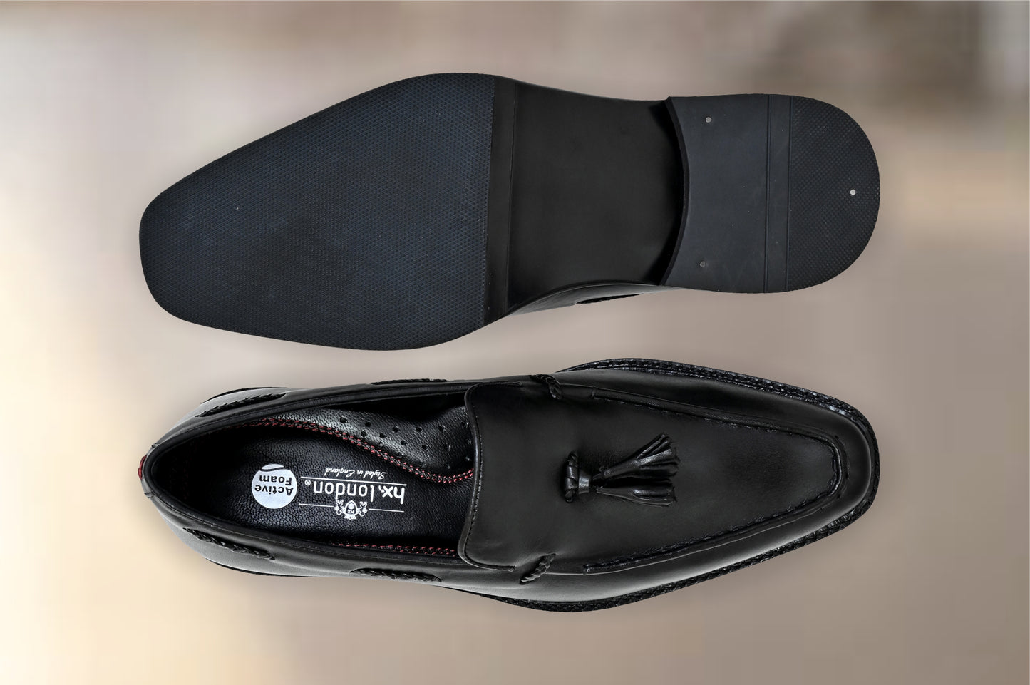 Black Leather Men Tassel Formal Loafers