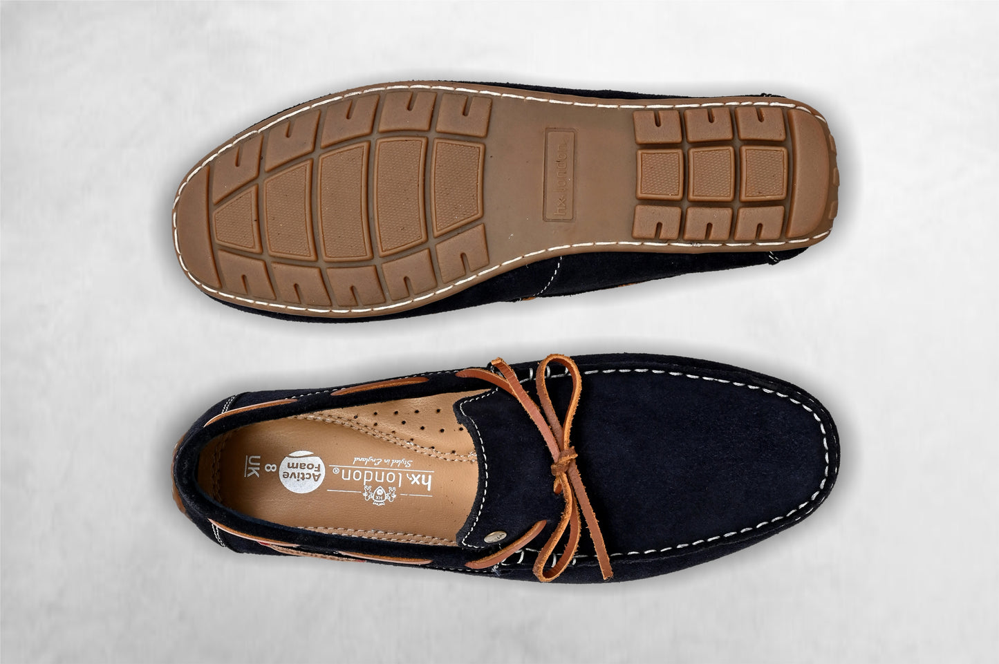 Navy Suede Lightweight Driving Shoes With Bows