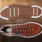 Tan & Navy leather Lace-up Sneakers for Men