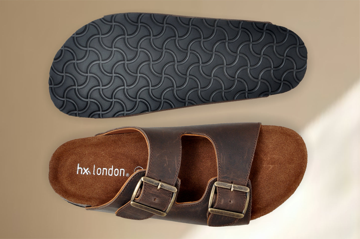 Brown Leather Sandal Slip-on Casual Leather Flats For Men