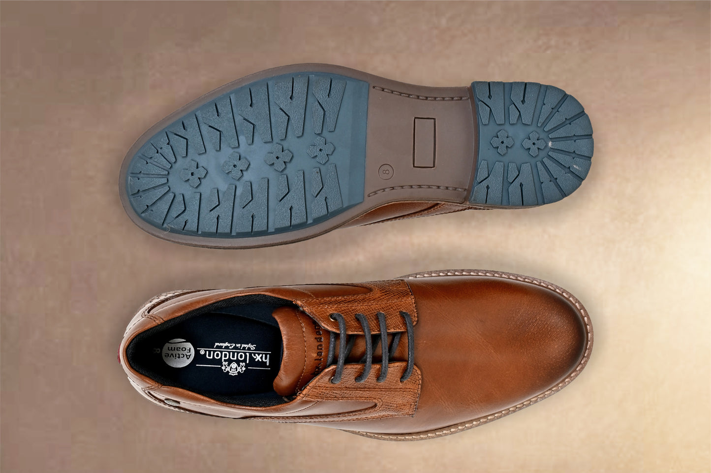 Tan Leather Men Textured Formal Derby Shoes