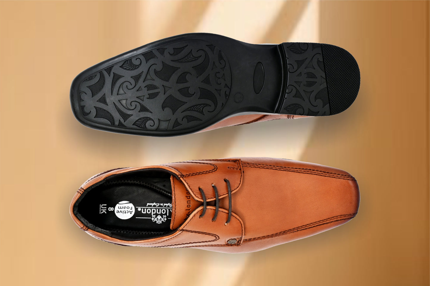 Tan Leather Formal Lace-UP Shoes For Men