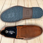 Tan Leather Textured Formal Slip-On Shoes