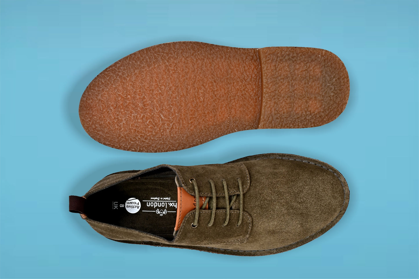 Olive Suede Men's Formal Lace-Up Shoes with Memory Foam Comfort