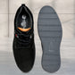 Black Leather Men Round Toe Lightweight Nubuck Sneaker