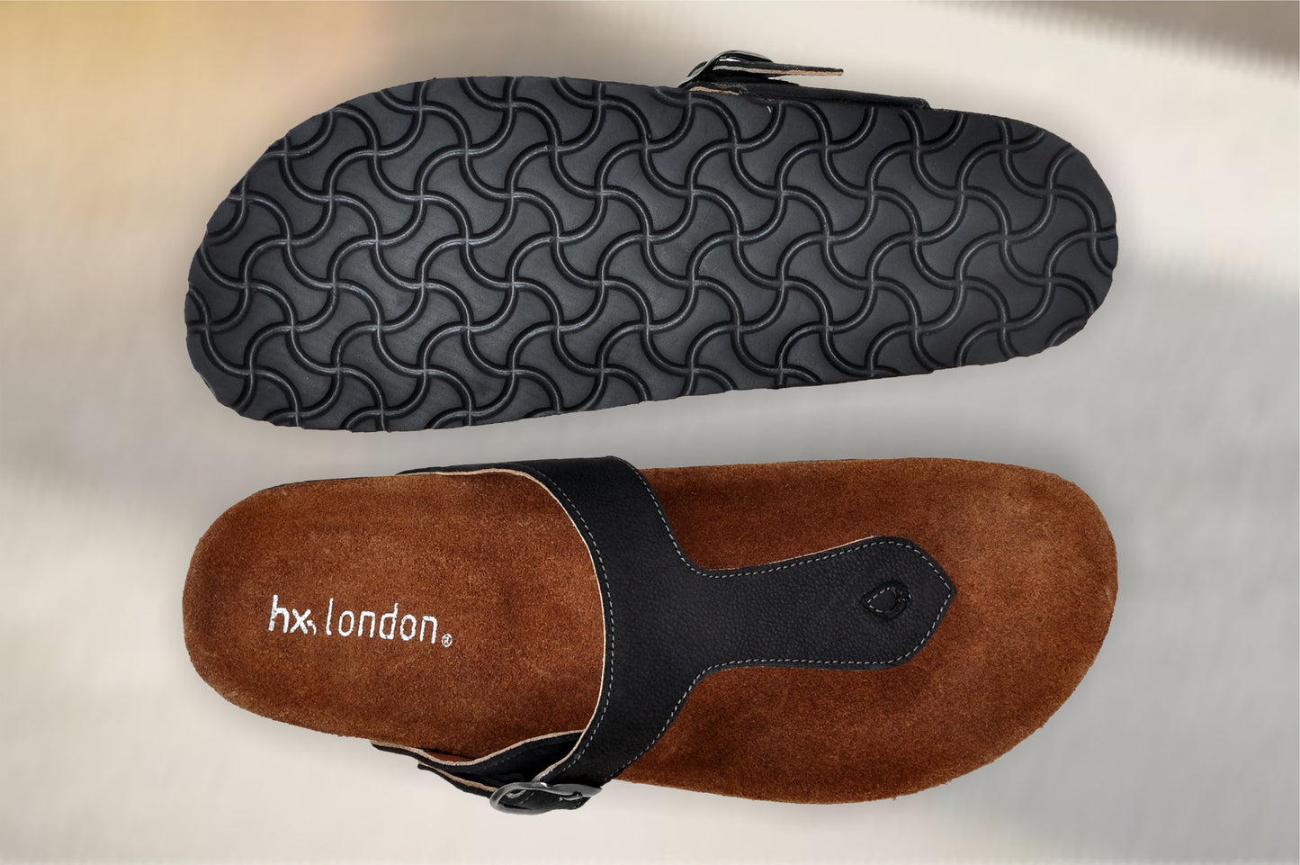 Black Leather Sandal Casual Leather Flats For Men