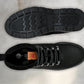 Black Leather Round Toe Mid Top Lace-Up Boots