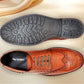 Tan Genuine Leather Lace-Up Shoes For Men