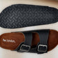 Black Leather Sandal Slip-on Casual Leather Flats For Men