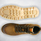 Tan Leather Round Toe Mid Top Lace-Up Boots