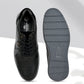 Black Leather Men Perforations Round Toe Lightweight Sneaker