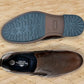 Brown Leather Textured Formal Slip-On Shoes