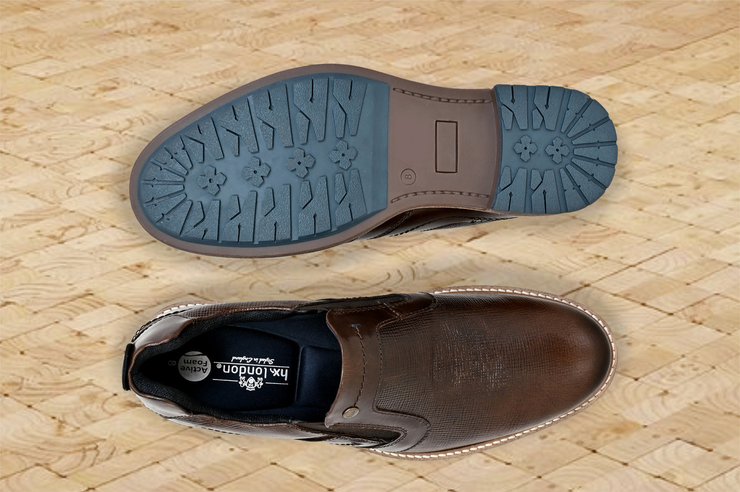 Brown Leather Textured Formal Slip-On Shoes