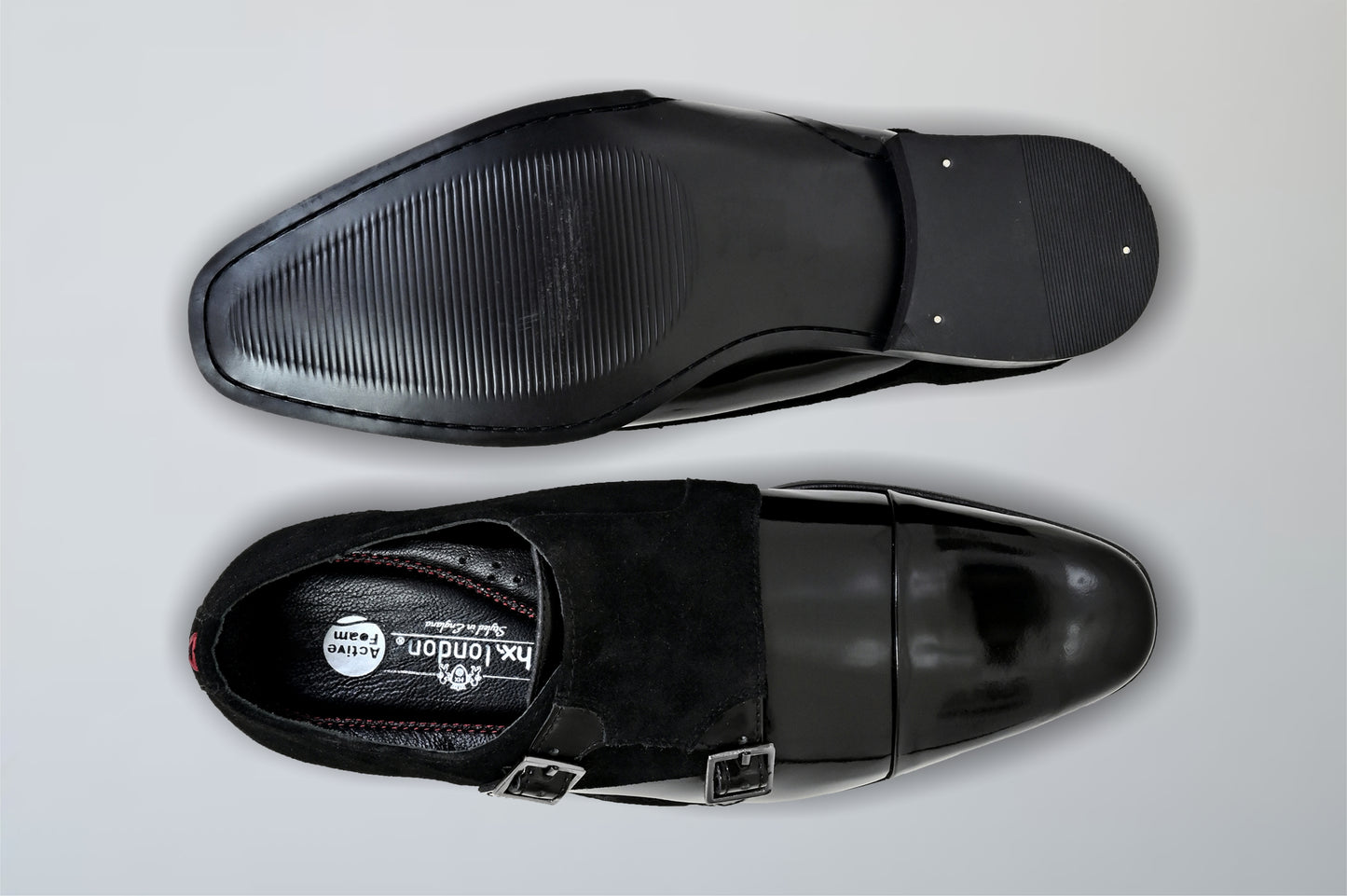 Black Patent Leather Double Strap Formal Monk Shoes