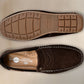 Brown Suede Men's Formal Slip-On Driving Shoes with Memory Foam