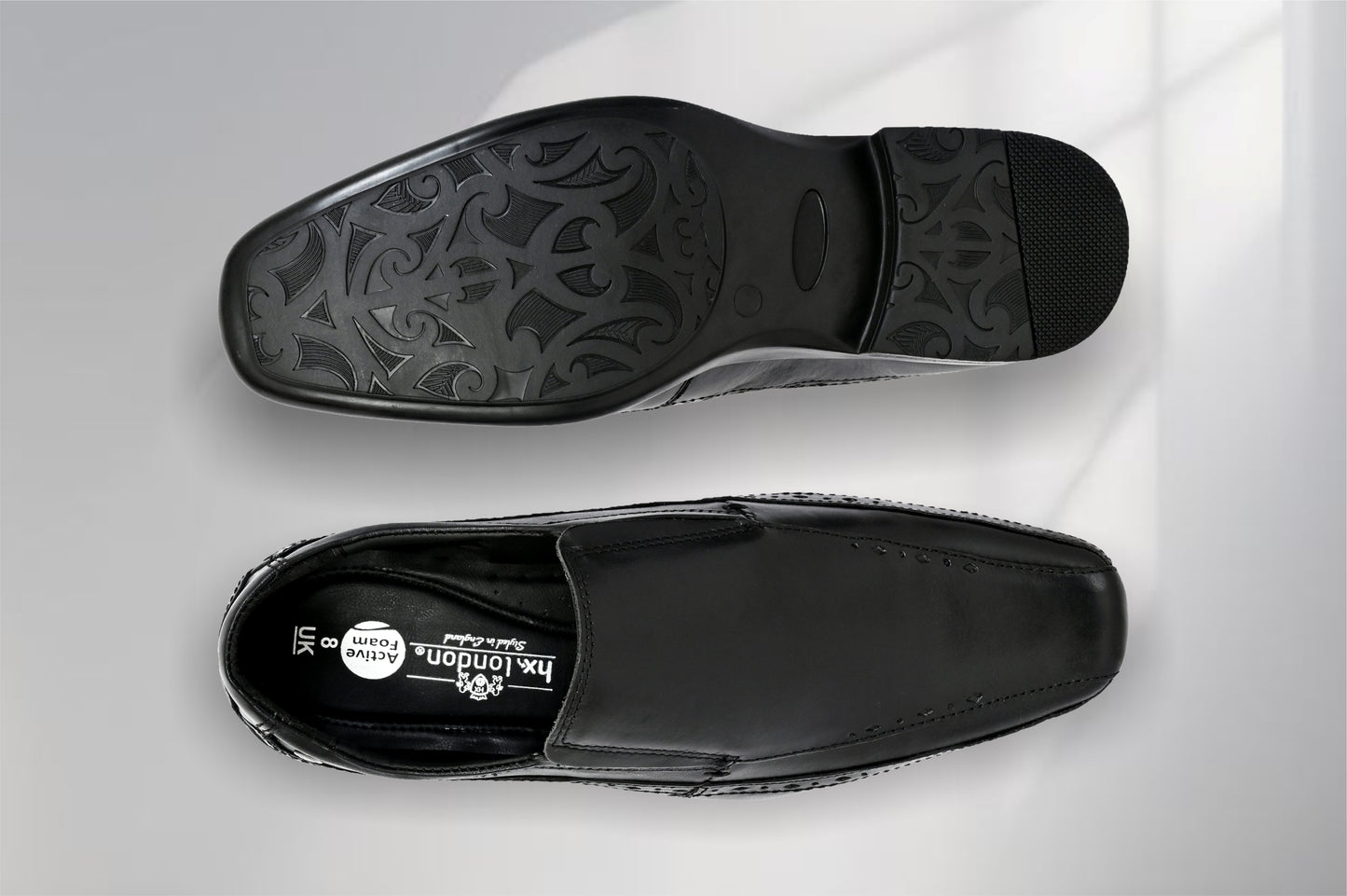 Black Leather Slip-On Shoes For Men's Formal Pair