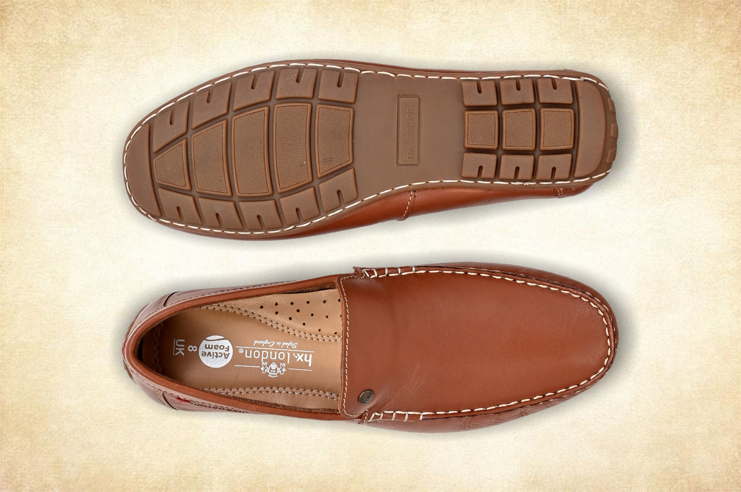 Tan Leather Men Lightweight Penny Driving Shoes