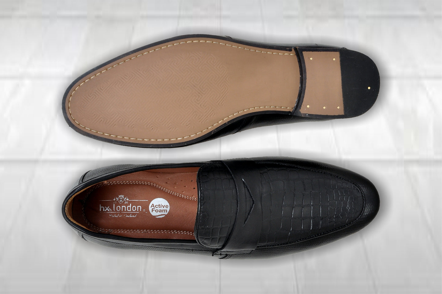 Black Genuine Leather Textured formal Loafers