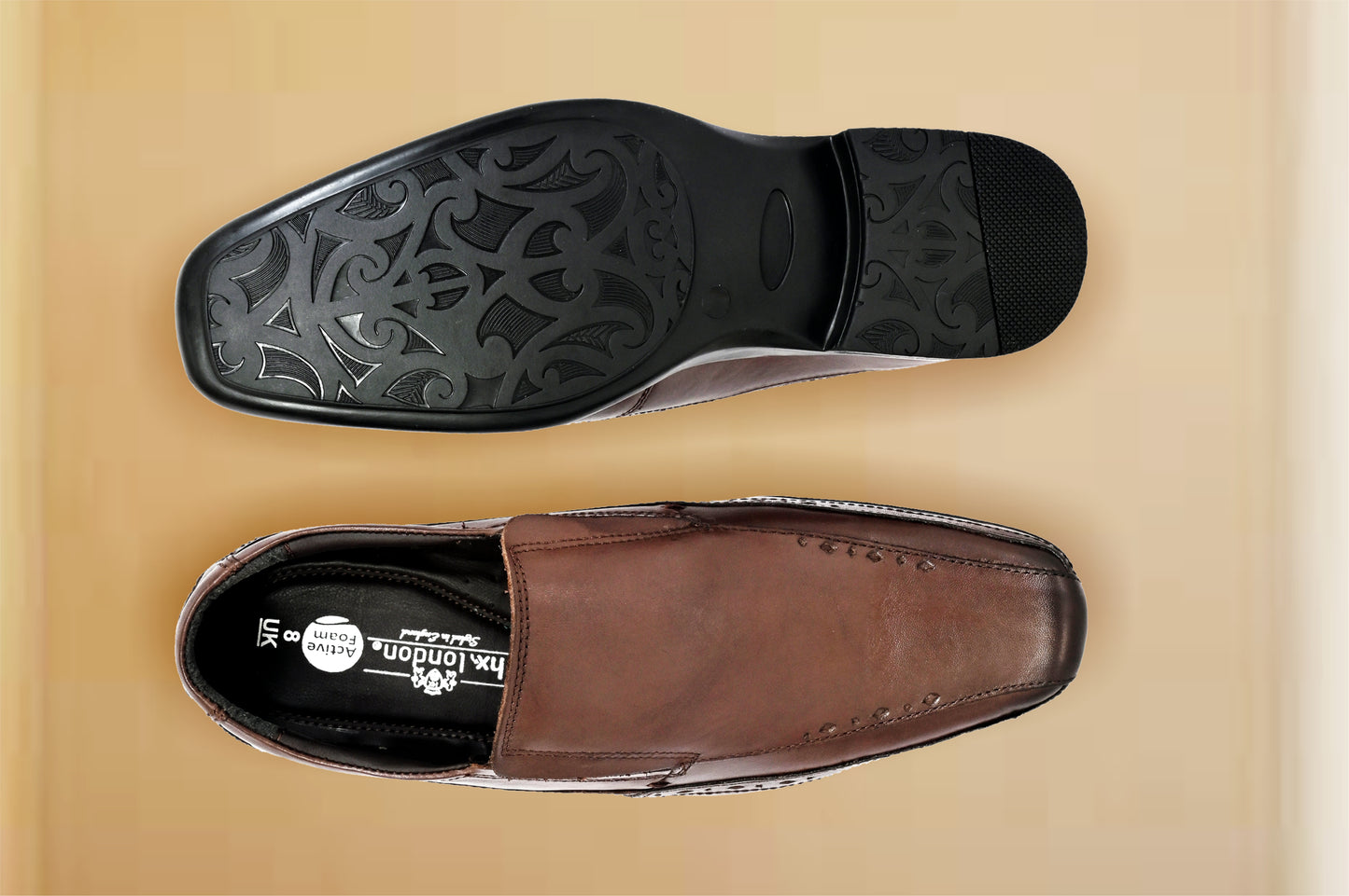 Brown Leather Slip-On Shoes For Men's Formal Pair