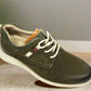 Olive Leather Men Round Toe Lightweight Nubuck Sneakers