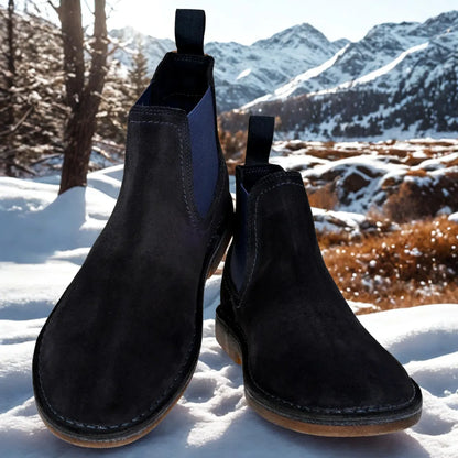 Navy Suede Chelsea Boots For Men